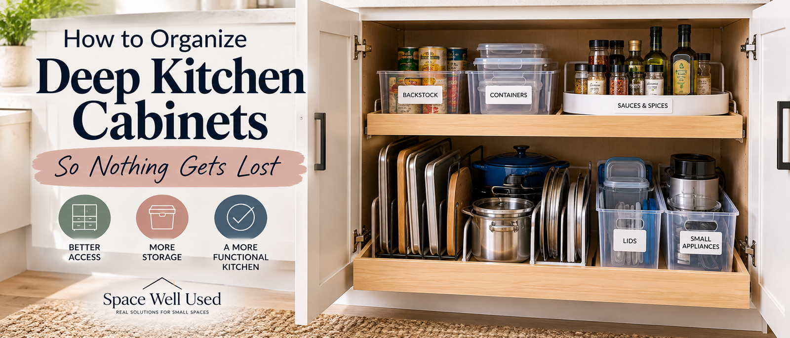 How to Organize Deep Kitchen Cabinets So Nothing Gets Lost
