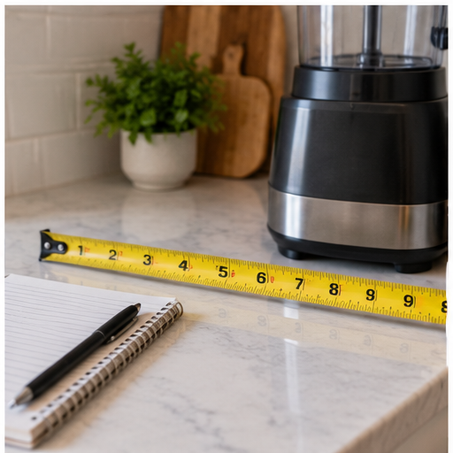 Measuring counter space for a small kitchen appliance