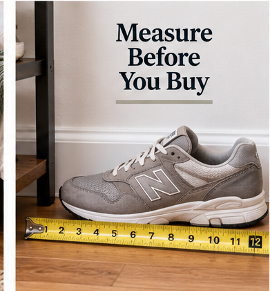 Measuring shoe length and shoe rack depth before buying