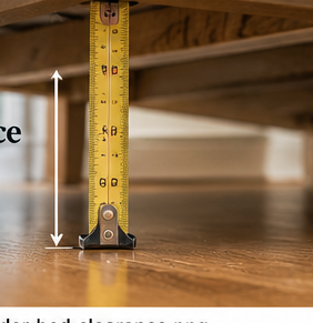 Measuring under-bed clearance to the lowest bed frame obstruction