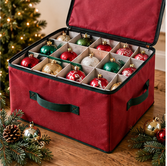 Christmas ornament storage boxes with divided compartments for fragile decorations