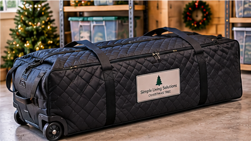 Quilted rolling Christmas tree storage bag with wheels for a 7.5-foot artificial tree